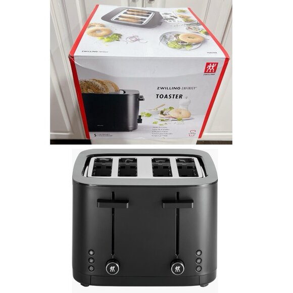 ZWILLING Enfinigy 4-Slot Slide Toaster Matt Black Body Soft-Lift - Brand New - Picture 1 of 7